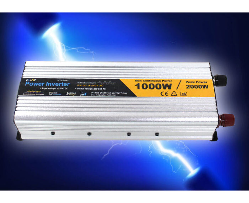 1000W/2000W 12V-240V Modified Sine Wave Power Inverter for Camping, Caravans, and Boats