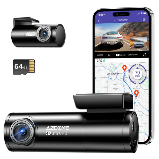 AZDOME 4K UHD Dual GPS Dash Cam - Front & Rear Car DVR with Night Vision for Ultimate Protection