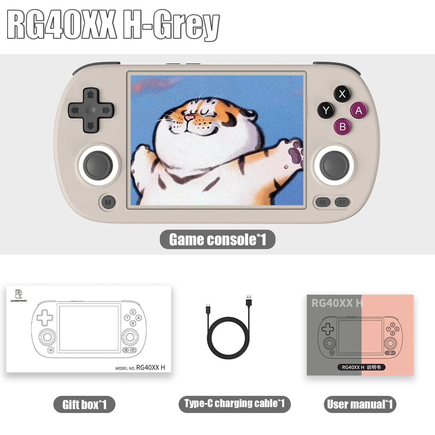 RG40XX H Handheld Game Console - 4.0" IPS Screen, 3200mAh Battery, 64-Bit System, 5K+ Built-in Games