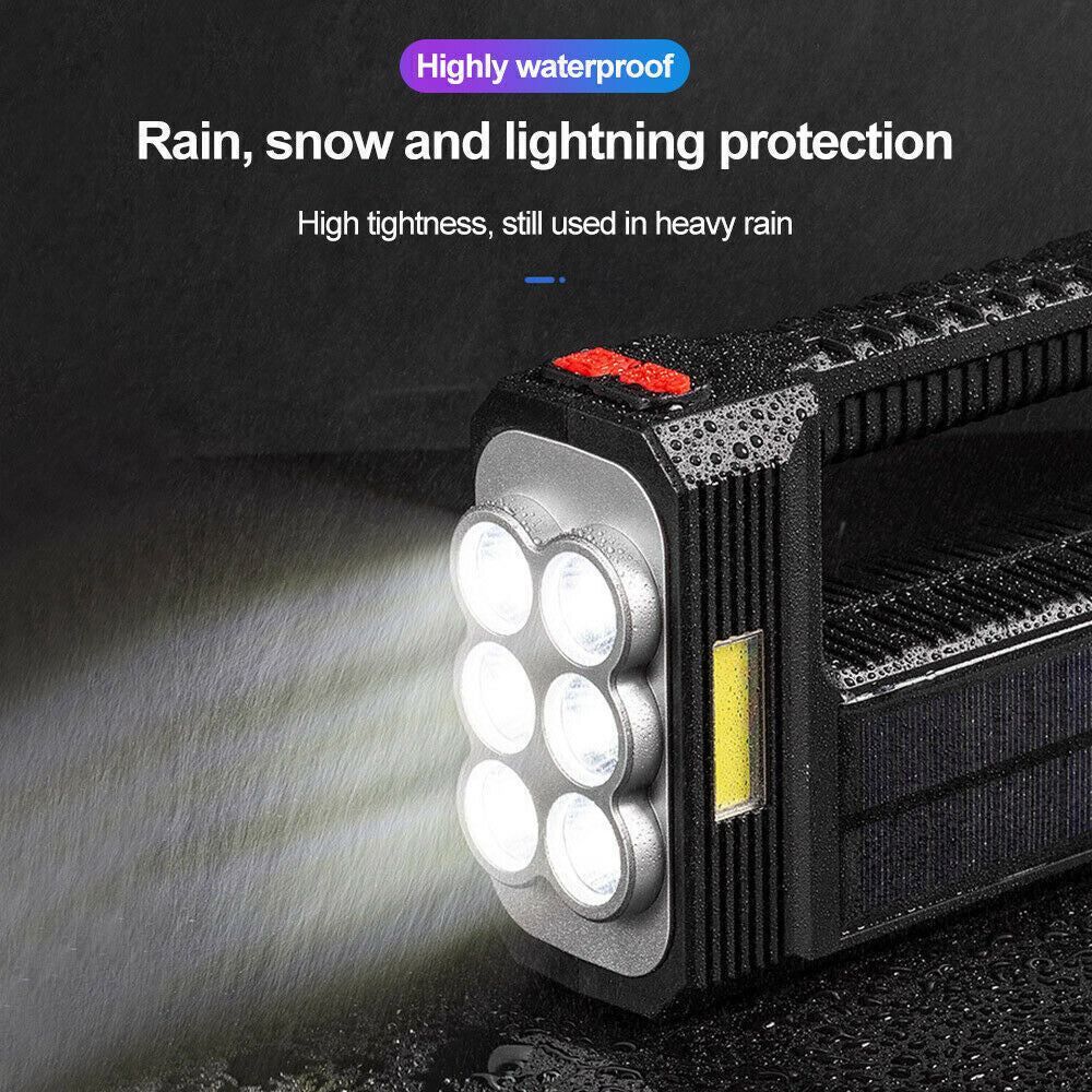 Bright USB Rechargeable Solar LED Torch - Perfect for Camping & Hiking!