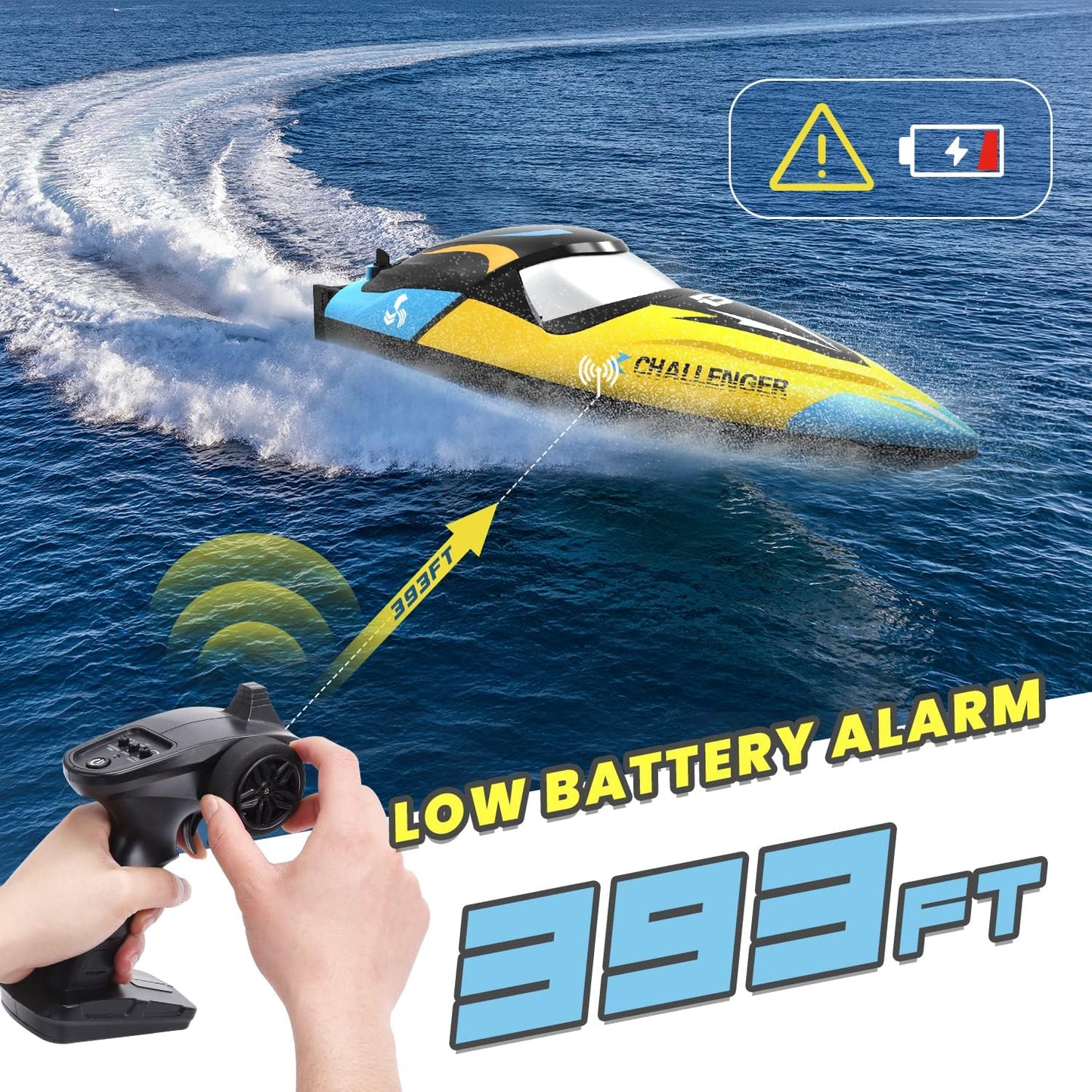 High-Speed Brushless Remote Control Racing Boat - 30+ MPH, Capsize Prevention, LED Lights, Perfect for Pools, Lakes & Seas - Fun for All Ages!