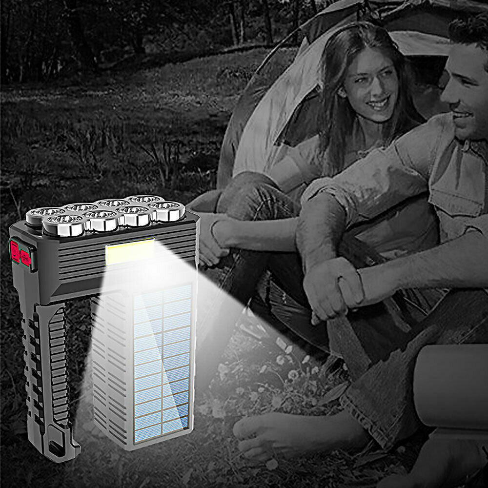 Bright USB Rechargeable Solar LED Torch - Perfect for Camping & Hiking!