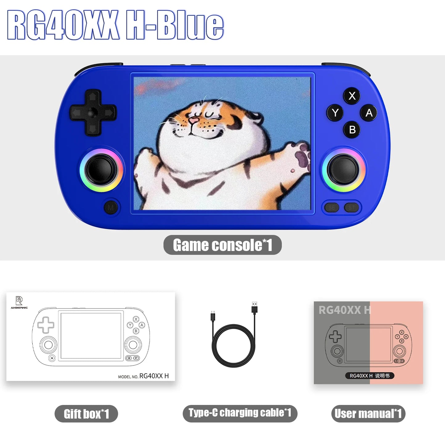 RG40XX H Handheld Game Console - 4.0" IPS Screen, 3200mAh Battery, 64-Bit System, 5K+ Built-in Games