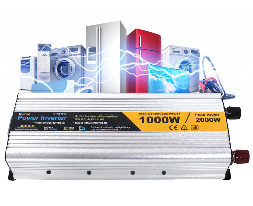 1000W/2000W 12V-240V Modified Sine Wave Power Inverter for Camping, Caravans, and Boats