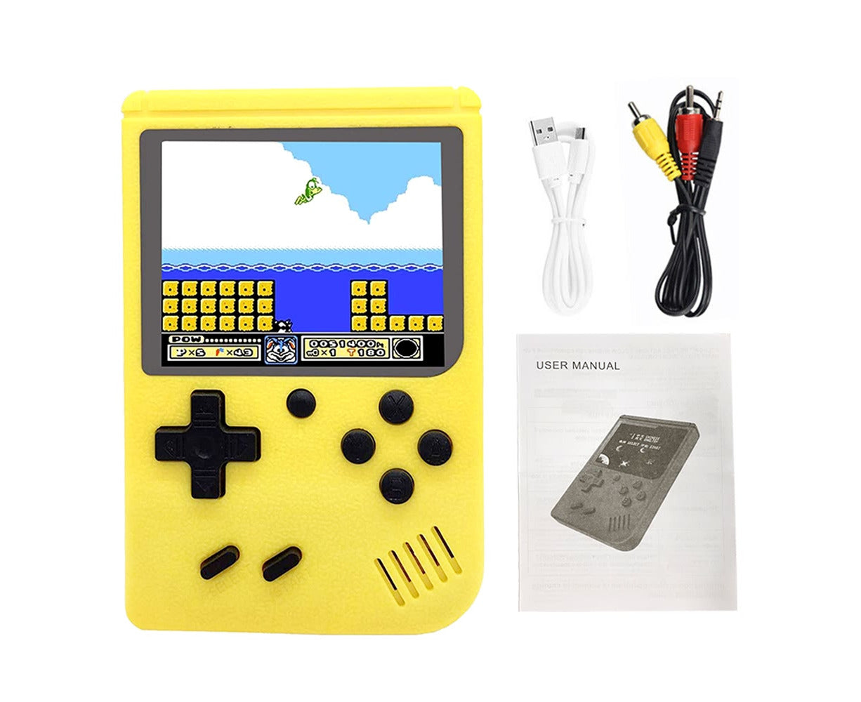 Retro Handheld Game Console - Built-In Games for Kids - Yellow