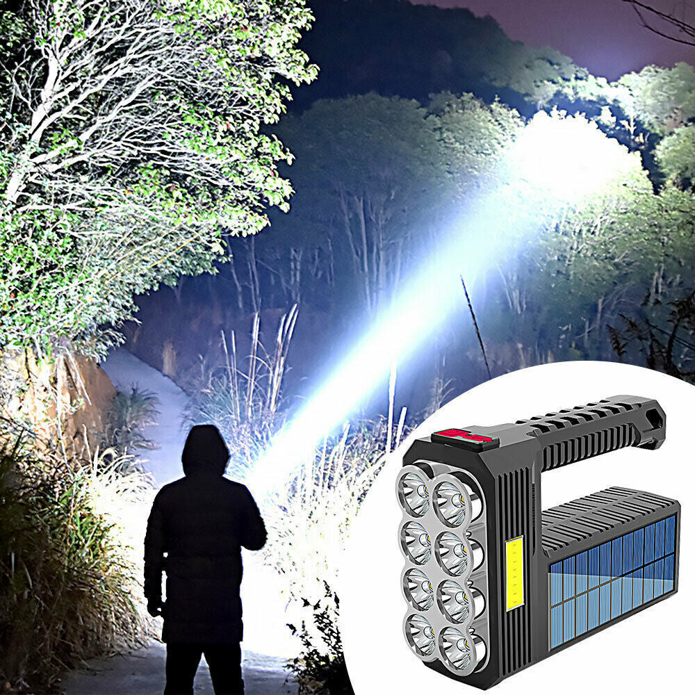 Bright USB Rechargeable Solar LED Torch - Perfect for Camping & Hiking!