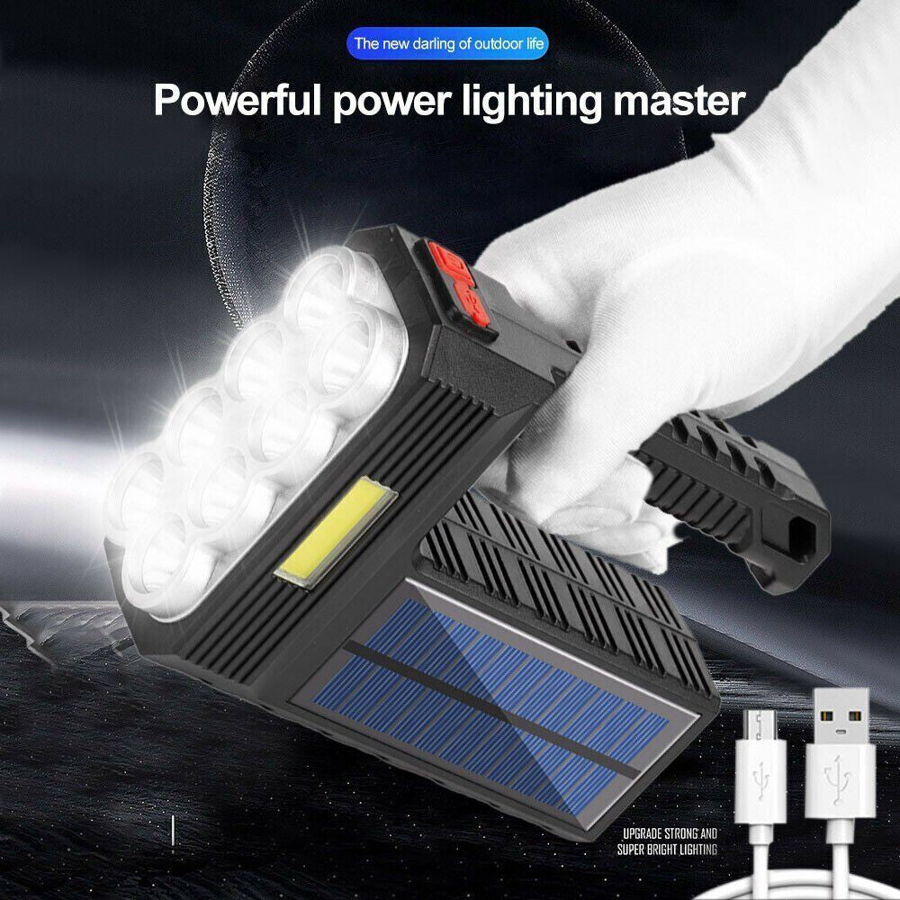 Bright USB Rechargeable Solar LED Torch - Perfect for Camping & Hiking!