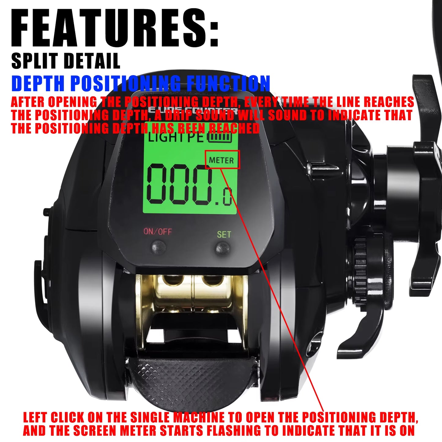 High-Speed Baitcasting Fishing Reel with Electronic LED Screen, 7.2:1 Gear Ratio, 10Kg Capacity, Waterproof Design for Saltwater Use