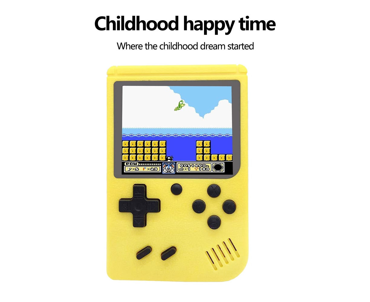 Retro Handheld Game Console - Built-In Games for Kids - Yellow